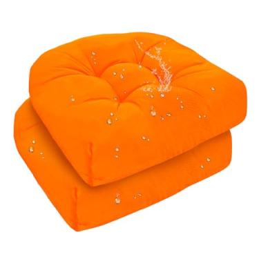 Imagem de TESICA Almofada de assento de vime em forma de U para ambientes externos, decorativa, laranja, tufada, conjunto de almofadas de cadeira para pátio, jardim, móveis de escritório