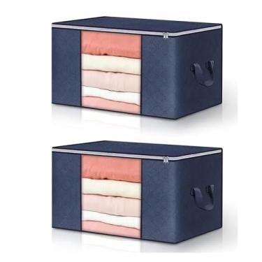 Imagem de Kit 2 Sacos Organizador Multiuso Anti Mofo Dobrável Edredom Cobertores Roupas de Cama Banho Travesseiros