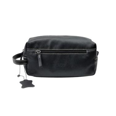 Imagem de Necessaire Masculina Preta Com Alça Em Couro