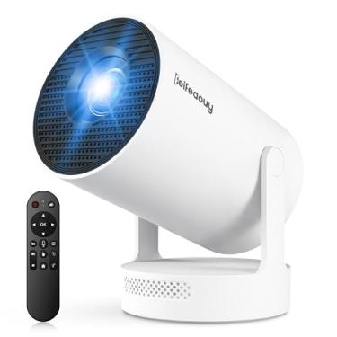 Imagem de Mini projetor 4K com WiFi Bluetooth 5.4 – Projetor portátil inteligente para quarto e cinema em casa, certificado Netflix, Keystone automático, Android 11, controle de voz, controle remoto Air Mouse