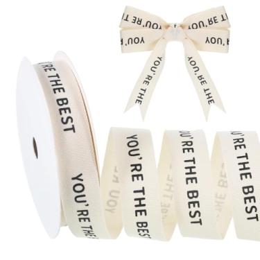 Imagem de Você é a melhor fita personalizada com tema de creme natural 5/20.3 cm × 10 jardas fitas personalizadas com você é o melhor impresso para artesanato embrulho de presente buquê de flores