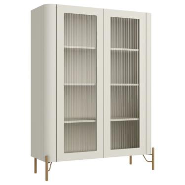 Imagem de Cristaleira Sala De Jantar 2 Portas Vidro Pés Industrial Dourado Naim I03 Luna - Lyam Decor