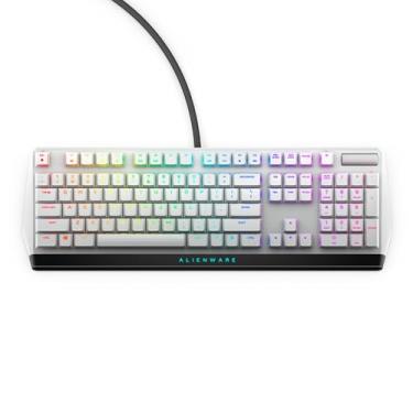 Imagem de Novo teclado Alienware discreto RGB para jogos AW510K, luz Alienfx por tecla RGB Lighting, controles de mídia e passagem USB, interruptores vermelhos de perfil baixo Cherry MX, luz lunar