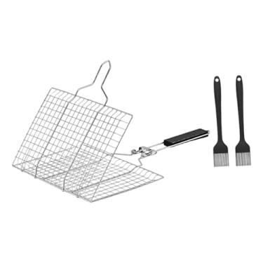 Imagem de Ｂｅｓｇａ Cesta para grelhar, clipe para grelhar, grelha de peixe em aço inoxidável para frango, frutos do mar ao ar livre