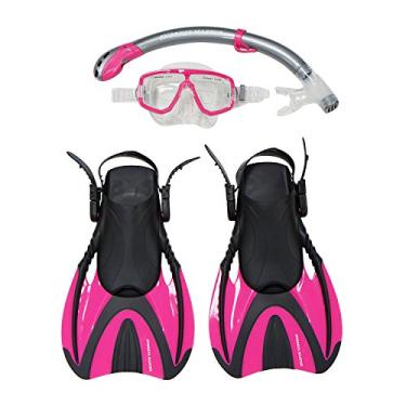 Imagem de Snorkel Master Conjunto de máscara de snorkel e nadadeiras de snorkel, rosa choque, médio