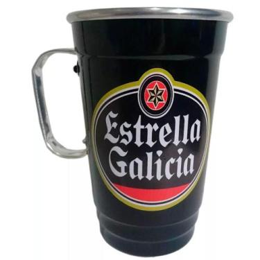 Imagem de Caneca Alumínio Térmica Chopp Preta Cerveja Estrella Galicia - Retrofe