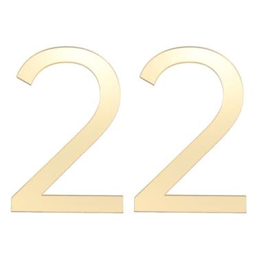 Imagem de PATIKIL Números de casa, 2 peças de 5 cm autoadesivo acrílico moderno número de casa para endereço externo caixa de correio porta fazenda casa escritório apartamentos quarto de hotel, ouro (2)