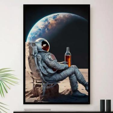 Imagem de Genérico, Quadro Astronauta Tomando Cerveja Lua Decorativo A3 35x45cm