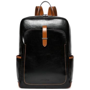 Imagem de Mochila de Couro para Laptop Casual, BOSTANTEN, Preto