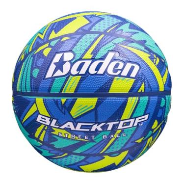 Imagem de Baden | Basquete Blacktop | Borracha durável para ambientes internos e externos | Coleção Street/Graffiti | Tamanho 7 (75 cm) e tamanho intermediário 6 (72,4 cm) (grafite em forma azul, tamanho 7 (75