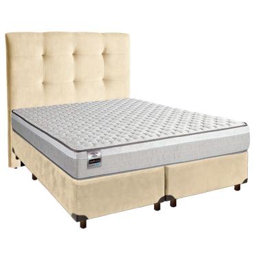 Imagem de Cama + Box Perola E Colchão Molas Ensacadas Queen - Hanover Inducol + Cabeceira