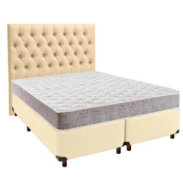 Imagem de Cama + Box Bege E Colchão D23 Casal - D23 Inducol + Cabeceira