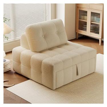 Imagem de Sofá-cama dobrável Sofá-cama dobrável conversível - cadeira-cama com travesseiro, para sala de estar/dormitório/uso hóspedes/escritório doméstico/apartamento, tamanho único(Light Curry,80cm)