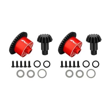 Imagem de NMNRC 2PCS Diff Differential Case Cover 37t & 13t Gear Compatible with Arrma 1/10 Senton Big Rock Granite 3S BLX Diff Cover Outcast Kraton 4S 1/8 Typhon 3S Mojave Infraction Series Upgrades Part Red