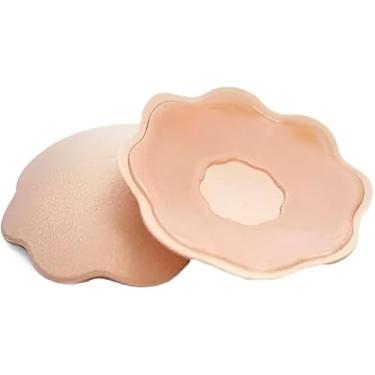 Imagem de Protetor Seios Formato Flor Silicone Adesivo Discreto Bege Premium