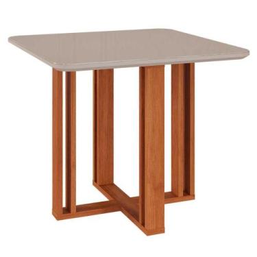 Imagem de Mesa para Sala de Jantar Flora Quadrada 94 x 94 cm MDF/Vidro Cimol Cin