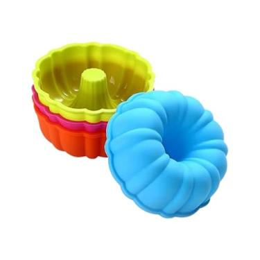 Imagem de Forminha de Silicone, Kit 6/12 Forma de Pudim Estrela Rosquinha Donuts Colorida(Bolinho Ondulado,6)