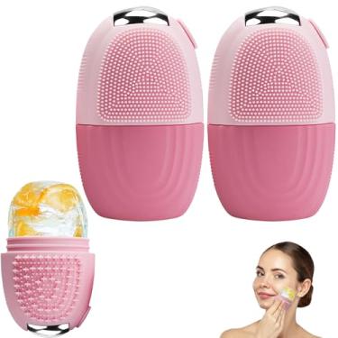 Imagem de Kit 2 Massageador de rolo de rosto de gelo, rolo de cubo de gelo para rosto, olhos e pescoço naturalmente condicionamento e cuidados com a pele, bolsas de olho de-puff, reduzir a dor da enxaqueca