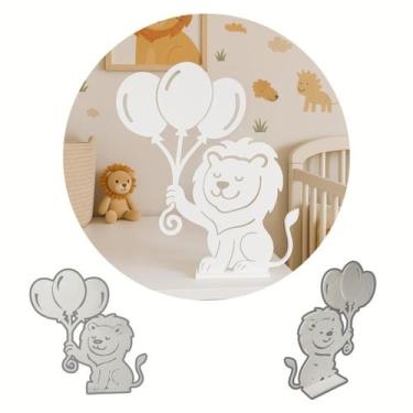 Imagem de Enfeite Decorativo Leão com Balões - Estilo Safari - Espaço 3D, Branco
