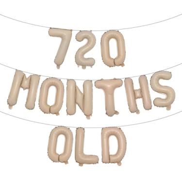 Imagem de Banner de balão multicolorido com glitter de 720 meses - Decorações engraçadas de aniversário de 60 anos e festas de aniversário (caramelo de 720 meses)