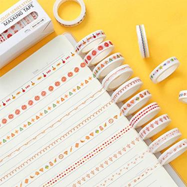 Imagem de Conjunto de adesivos Washi de 10 rolos de 3 metros, adesivos decorativos para artes faça-você-mesmo artesanato suprimentos de diário scrapbook cartão embrulho