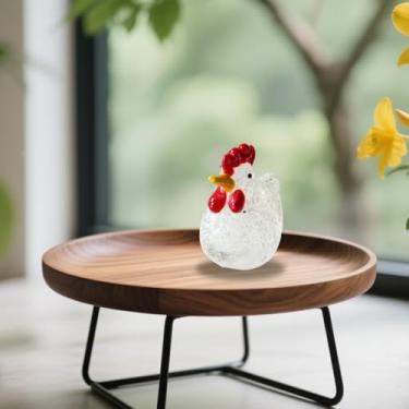Imagem de Estatueta de vidro de galinha Liuli Gugu - Frango decorativo feito à mão para casa, escritório ou presente - Arte de vidro elegante (branca)