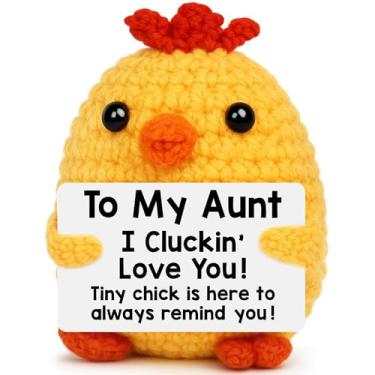 Imagem de Presentes de aniversário de tia de sobrinha sobrinho, presentes de aniversário de tia, presente I Love You Aunt, Best Auntie Ever Gift, Dia das Mães Natal Engraçado Feito à Mão Animais Crochê Frango