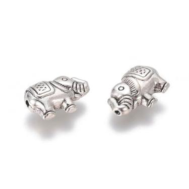 Imagem de 20 contas de elefante estilo tibetano liga animal espaçador contas de metal espaçadores soltos berloque contas para pulseira, colar, fazer joias, artesanato faça você mesmo, suprimentos de miçangas