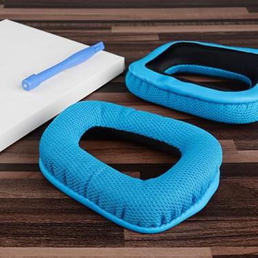 Imagem de Almofadas auriculares de substituição de tecido de malha para fones de ouvido G930, G430, G432, G332, G35, F450, almofadas de fone de ouvido, peças de reparo de capas de fones de ouvido (azul)