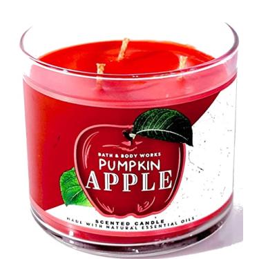 Imagem de Bath & Body Works, White Barn vela de 3 pavios com óleos essenciais – 411 g – Outono 2021! (maçã de abóbora)