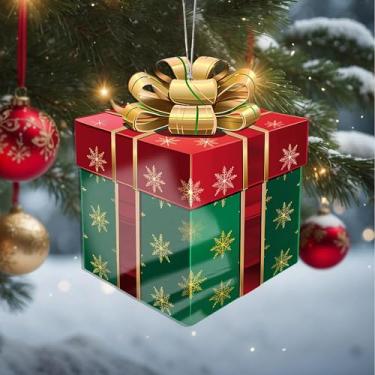 Imagem de Enfeites de Natal, caixa de presente de cristal, enfeites de árvore de Natal feitos à mão, decoração de carro e casa - presentes de Natal, decoração de artesanato em acrílico, ideias de troca de