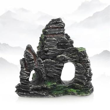 Imagem de Decoração de aquário de peixes - Decorações para pequenos aquários de peixes para caverna esconderijo de ciclídeos Betta