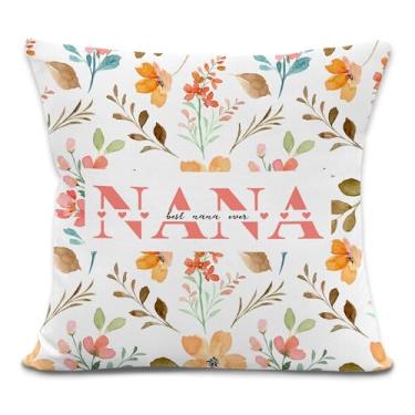 Imagem de laveliabel Capas de almofada Nana Gifts 45,7 x 45,7 cm, para vovó, Best Nana Ever floral, fronhas de presente para avó, capa de almofada para decoração de sofá de casa e quarto