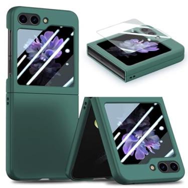 Imagem de Capa para Samsung Z Flip 5 com vidro temperado completo de 360 graus ultrafino para PC para Samsung Galaxy Z Fold 3 4 5 Flip 5 5G, verde escuro, para Samsung Z Flip 3
