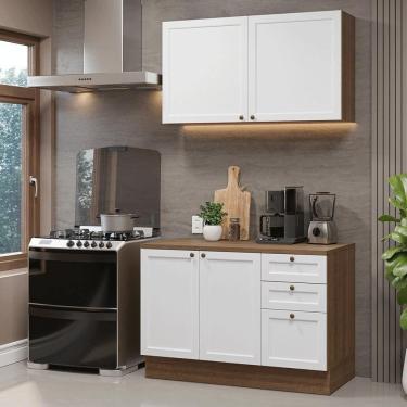 Imagem de Armário De Cozinha Compacta 120 Cm Rustic-branco Vik Madesa 01 Rustic-branco