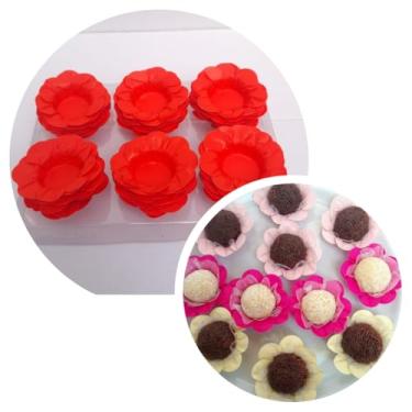 Imagem de Forminhas para doces finos Forminhas Flor para festas casamento aniversário (Vermelha)