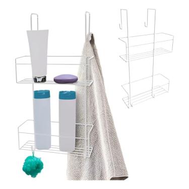 Imagem de Porta Shampoo para box 2 Andares suporte toalha pendurar encaixar aramado Pliar (Branco)