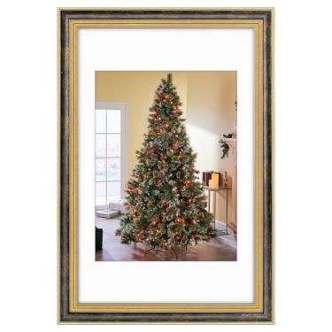 Imagem de Golden State Art, Moldura ornamentada de 28 x 43 cm para fotos de 23 x 30 cm com tapete ou impressões de 28 x 43 cm sem tapete, tela de parede de vidro real horizontal ou verticalmente (cor: preto