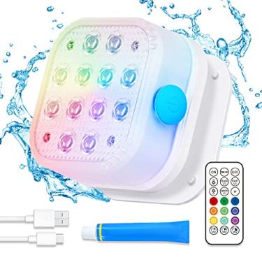 Imagem de Luzes de LED submersíveis magnéticas recarregáveis, HOMLY IP68 totalmente à prova d'água com controle remoto RF, luz de banheira subaquática RGB colorida para piscina, banheira, lago, banheira, spa, festa, garagem, festival, decoração