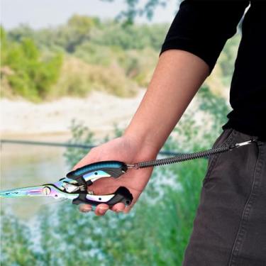 Imagem de Alicate de anel dividido ferramentas de pesca resistentes à água salgada, cortadores de carboneto de tungstênio com bainha (azul)