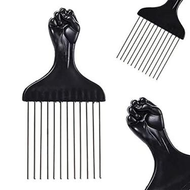 Imagem de Haofy Pente de Cabelo Afro, Escova Encaracolada Antiestática, Ferramenta de Estilo de Cabelo, Massageador de Sucata, Preto e Prata para Homens, 1 Pacote