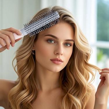 Imagem de Escova de cabelo redonda leve, escova de secar para cabelos lisos no salão, cachos pesados e cabelos lisos, adiciona volume rosa