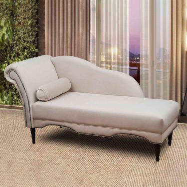 Imagem de Divã Chaise Copenhagen Veludo 1,60cm Speciale Home Marfim
