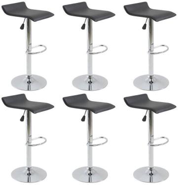 Imagem de Kit com 6 Banqueta Alta Giratória com Altura Regulável Recouro Belo Horizonte Preto