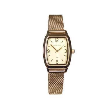 Imagem de Relogio Feminino Lince dourado pequeno quadrado classico pulseira este