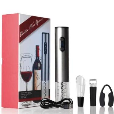 Imagem de Kit Abridor De Vinho Saca Rolha Elétrico Envio Imediato - MONAC