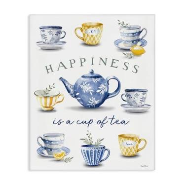 Imagem de Stupell Industries Happiness is a Cup of Tea Canvas Wall Art, design por Elizabeth Tyndall, 20 x 16
