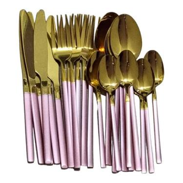 Imagem de Faqueiro de luxo Slim Rosa Talheres de aço Inoxidavel 24pç - AMIGOLD