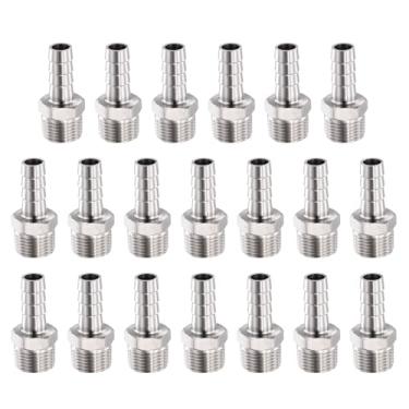 Imagem de METALLIXITY 20 peças de aço inoxidável barras sextavadas mangueira para adaptador NPT macho 3/40.6 cm farpa x 1/20.3 cm NPT macho para automotivo, motocicleta, marítimo, caminhão, sistemas de