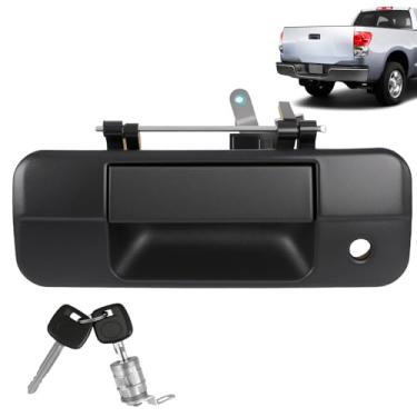 Imagem de Dtomi Maçaneta de porta traseira com trava de moldura preta compatível com Toyota Vehicle Tundra 2007-2013 Substituir # 69090-0C040 690900C040 81213 TO1915113